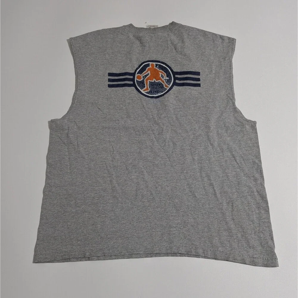 Vintage Y2K Adidas Sleeveless T-Shirt Men's Size XL Gray Basketball Made In USA